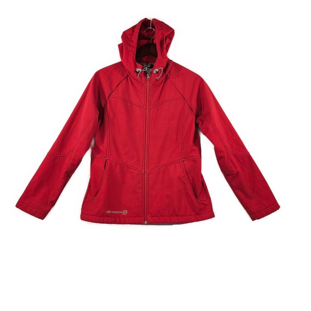 Free Country Womens Zip‎ Up Jacket Hoodie Funnel Neck Long Sleeve Red Medium
